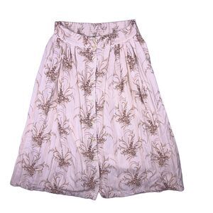Vtg Cottage Core Romantic Capacity Petites Pleated Beige Floral Women’s Skirt PL